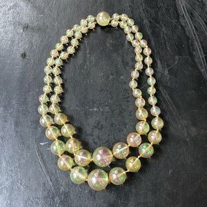Vintage Iridescent Double Strand Beaded Necklace
